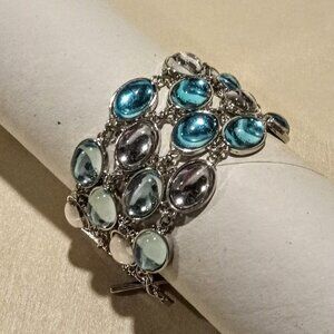 Glass Oval Cabochon Bead 4-Row Toggle Bracelet